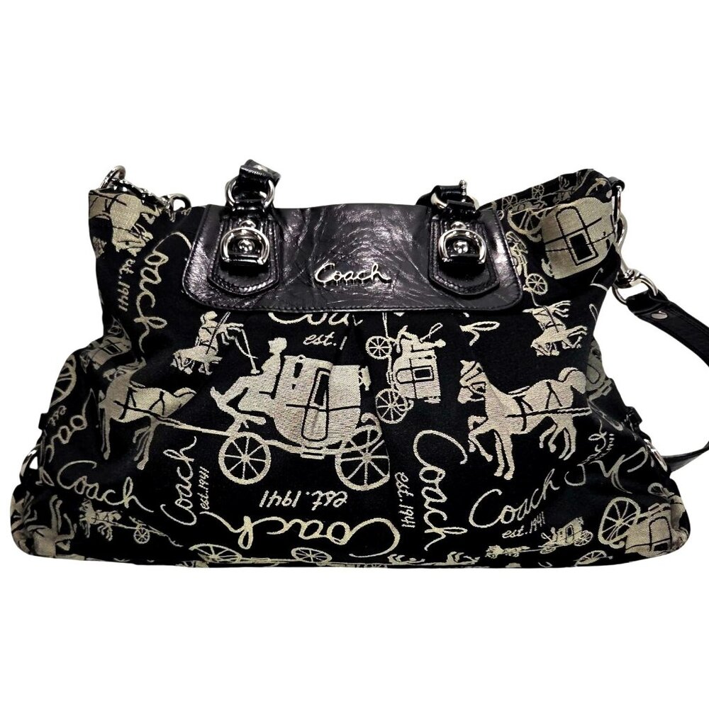 Coach Ashley F15656 Black Horse & Carriage Anniversary Satchel Handbag Purse - Picture 6 of 15